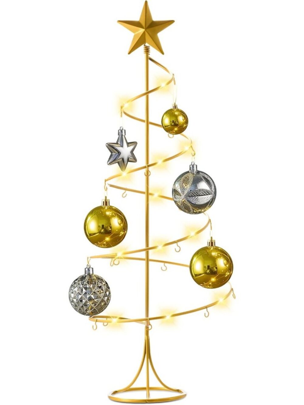 22" Spiral Christmas Tree Ornament Stand with 20 Hooks for Baubles & Decor